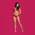 Obsessive Rougebelle Lingerie Set 2pcs - Red - S/M