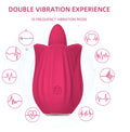 Red Rechargeable Silicone Rose Tongue-Licking Vibrator – 10 Licking Modes