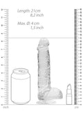 Real Rock Crystal Clear 8" Realistic Dildo With Balls - Transparent